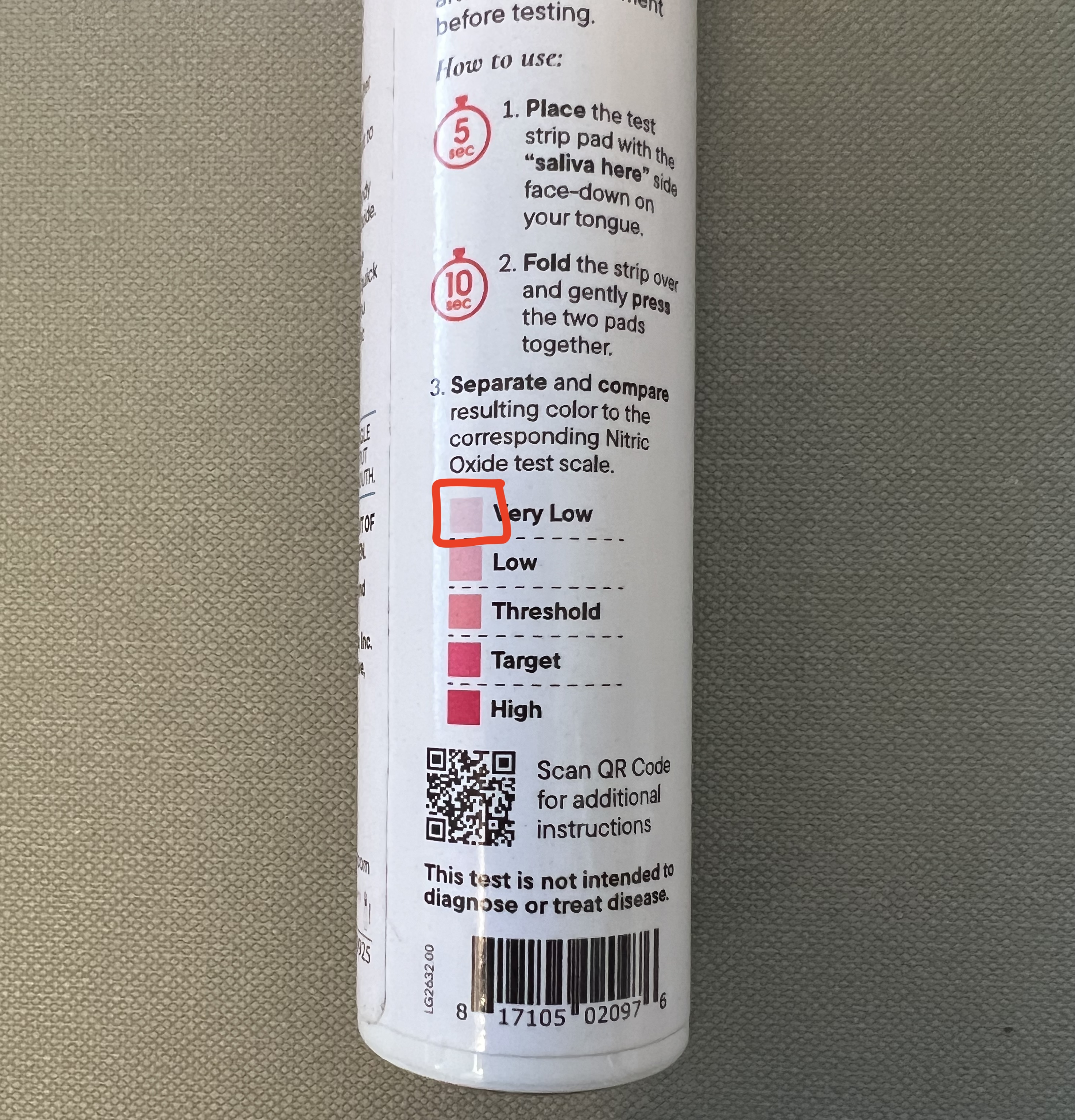 test strip result before supplement