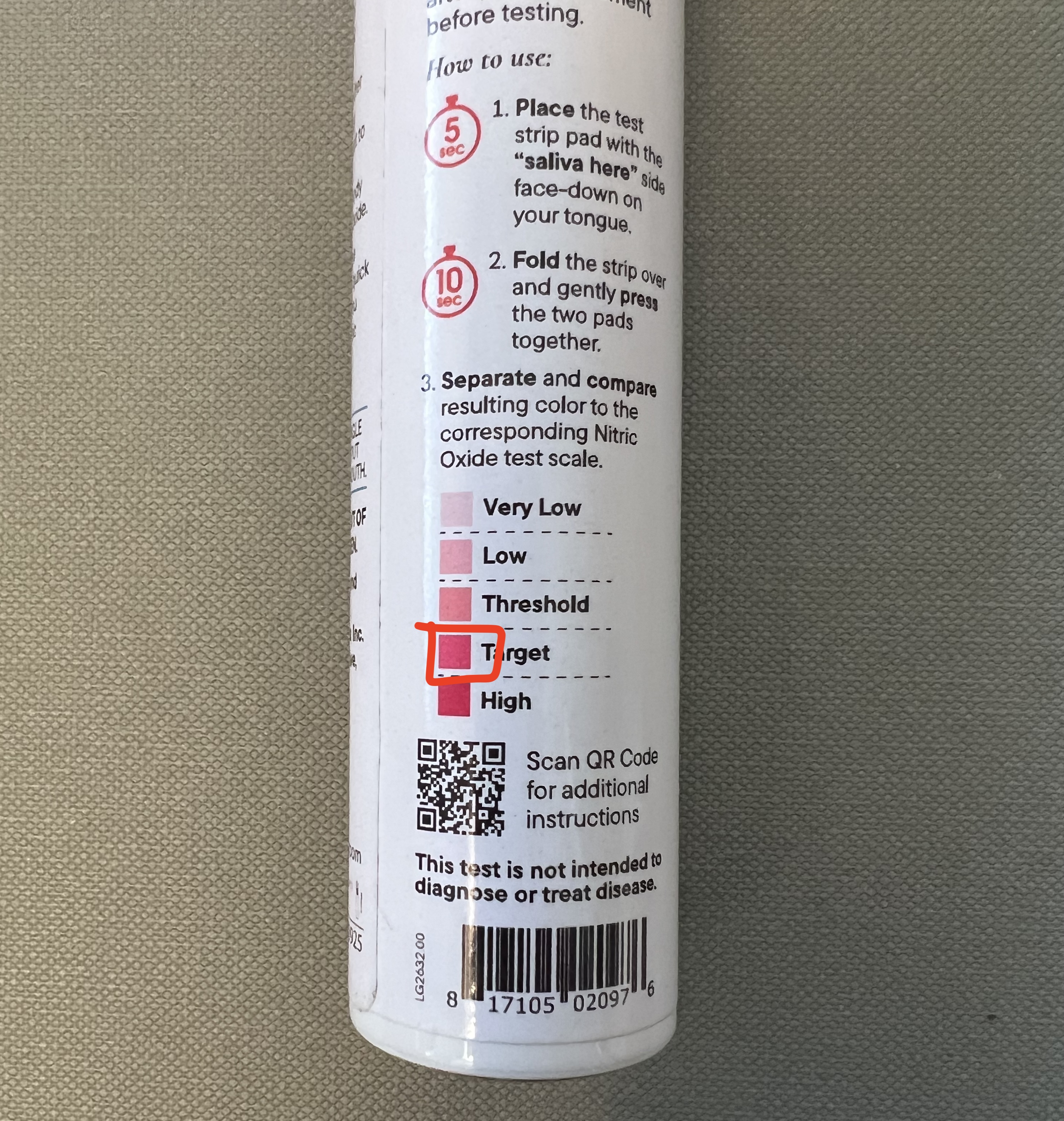 test strip result after supplement